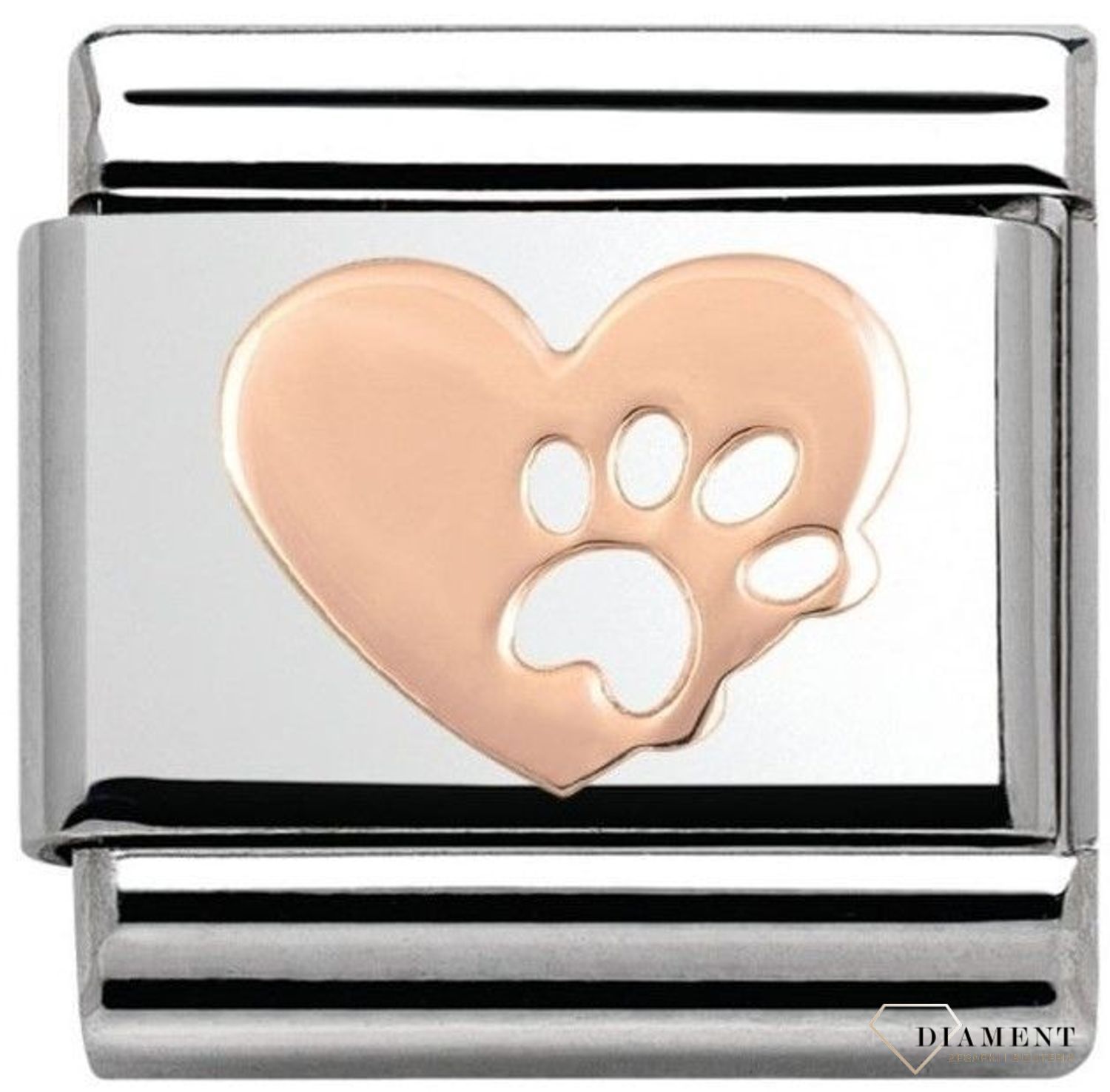 Nomination Link 9K zawieszka różowe złoto 'Serce z łapą' 430104 12 biżuteria nomination nomination zawieszki nomination baza.jpg